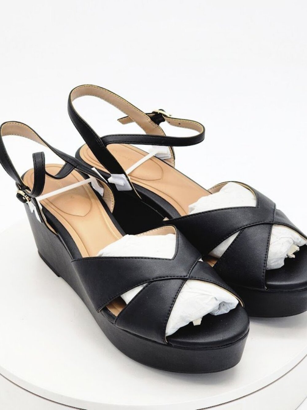 Giani Bernini Jayleen Black Platform Wedge Sandals Women’s Size 10.5 M New